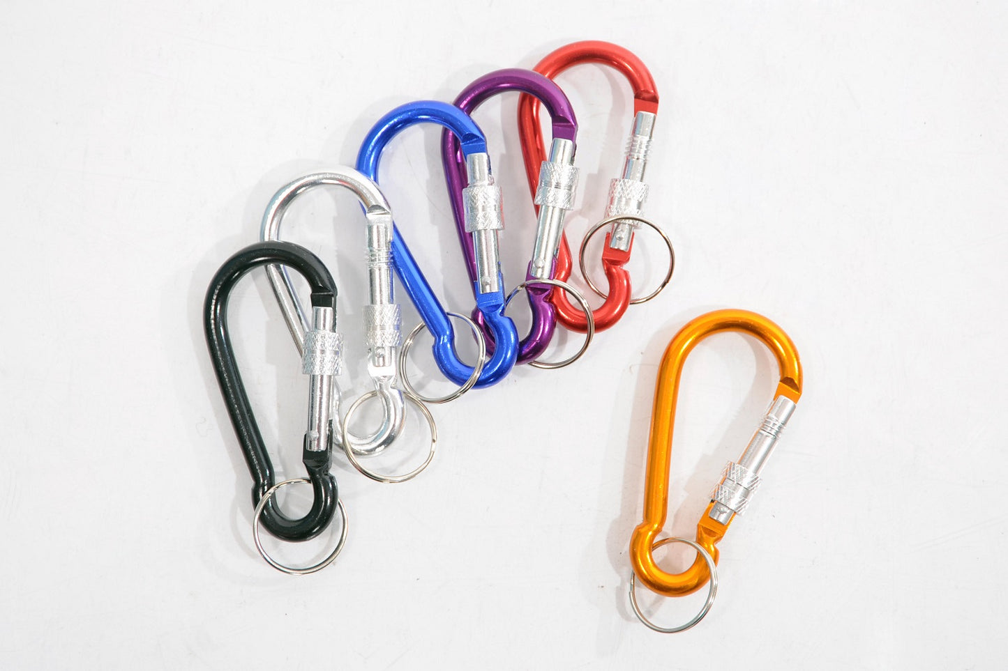2.8" Long Green Aluminum Alloy Screw Lock Carabiner Hook Keyring Keychain