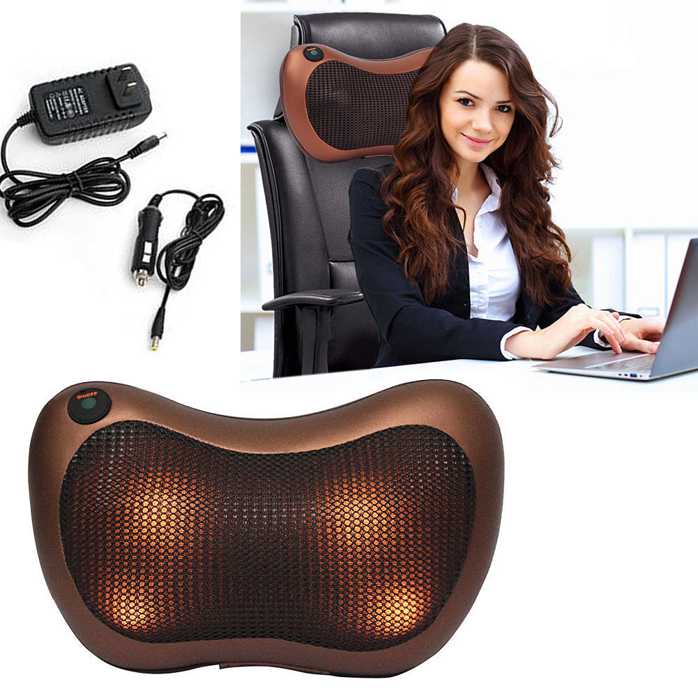 Shiatsu Pillow Massage Electric Heat Massager Neck Back Cushion Machine *UK*