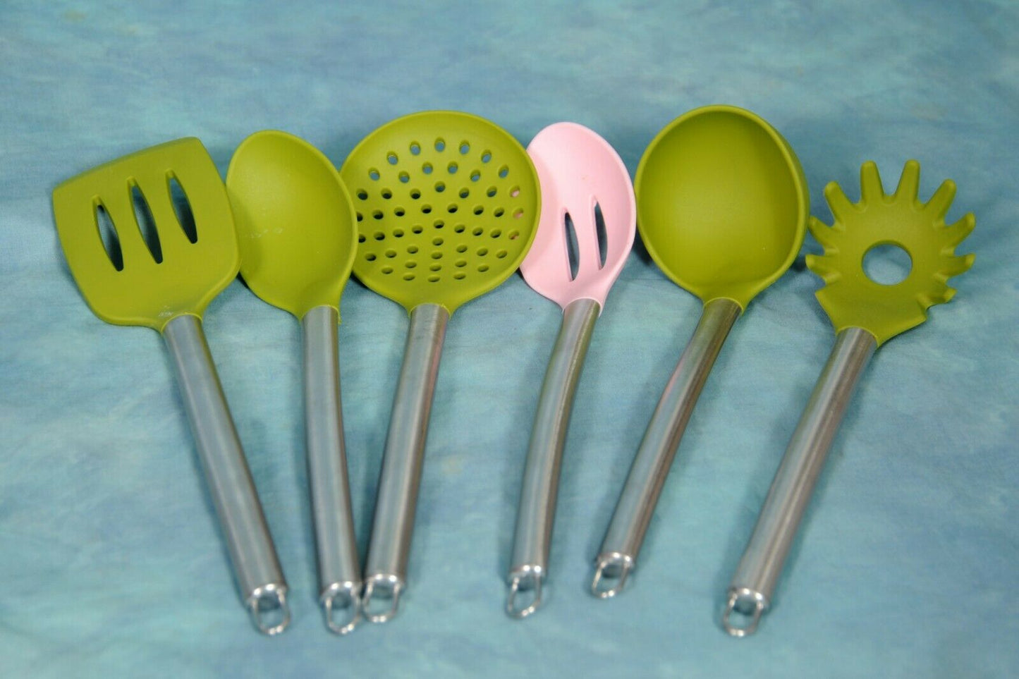 6 in1 Silicone Heat Resistant Non Stick Soft Grip Cooking Kitchen Utensils Tool