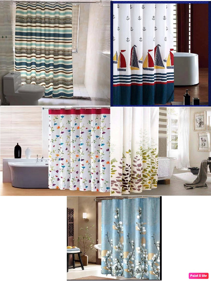Extra Long Shower Curtain Waterproof Polyester Fabric Bathroom Shower Curtains